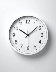 Plain white analog wall clock showing time