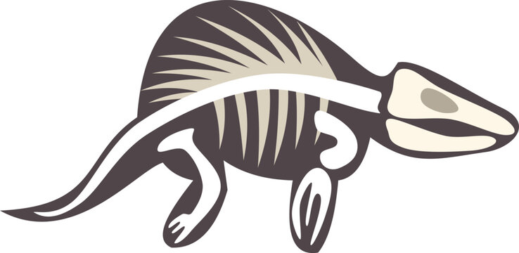 Lystrosaurus skeleton walking, side view, paleontology and prehistoric life concept