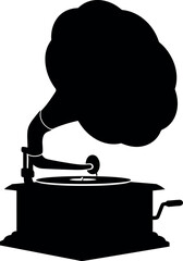 Vintage gramophone silhouette retro music player classic audio device vector