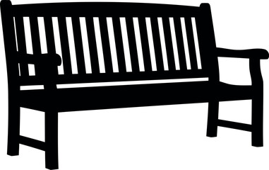 Classic wooden park bench silhouette for outdoor scenes vector