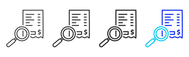 Expense Tracking icon set collection in creative outline style for business featuring smooth line variation suitable for financial freedom strategy and digital growth