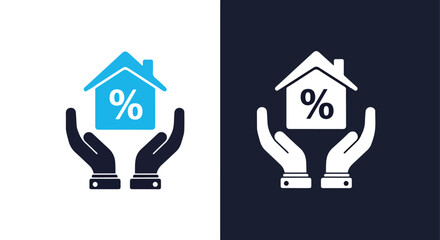 Home mortgage rate insurance concept - Vector icon symbol for website - Icon vector - Blue icon vector