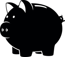 Piggy bank silhouette icon simple vector art vector