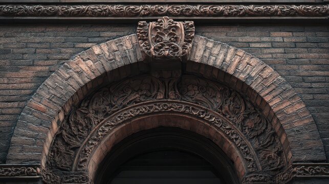 Arch Keystone. Brickwork Archway with Decorative Keystone in Doorway Design