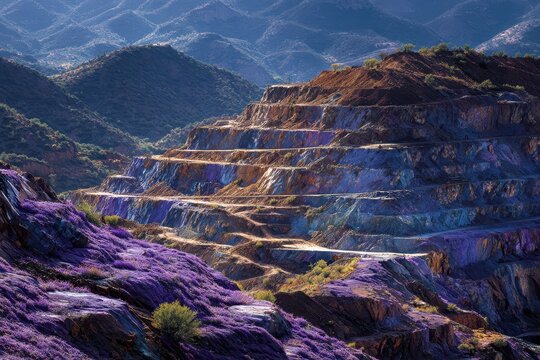 Arizona Copper: Lavender Open Pit Copper Mine in Bisbee, Arizona, Terrace Mining Environment