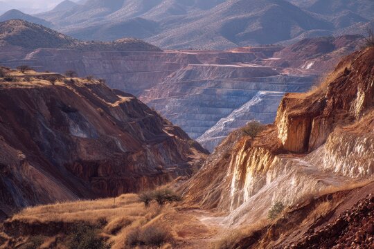 Arizona Copper. Lavender Open Pit Copper Mine in Bisbee, Arizona: Terrace Mining for Resource Conservation