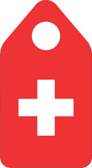 Red medical cross tag healthcare symbol vector