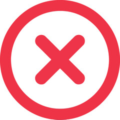 Red circle with red cross symbol negative mark wrong choice vector
