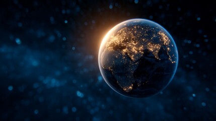 Obraz premium Airplane orbiting glowing globe at sunset luxury travel concept global connection aviation art inspiration