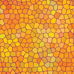 Stained glass - seamless orange pattern. Stylish mosaic ornament for design and decorations. Vector clipart.