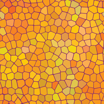 Stained glass - seamless orange pattern. Stylish mosaic ornament for design and decorations. Vector clipart.