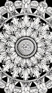 Simple drawing of a flower in black and white