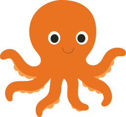 Cute cartoon octopus vector illustration. Adorable sea creature character for kids and marine design.