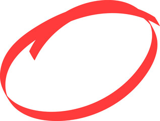 Flat red circular vector icon in minimal design. Simple loop arrow symbol for graphic and business use.