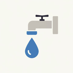 Faucet with Dripping Water Flat Minimal 2D Vector Icon for Clean Water