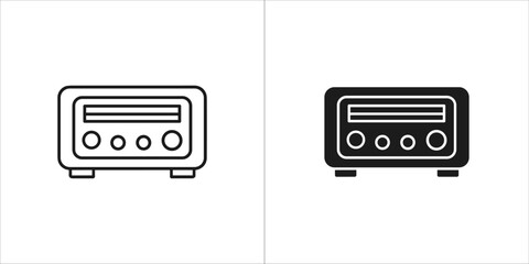 Radio receiver icon, outline and filled version