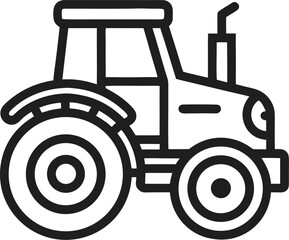 Tractor vector line art icon black and white , white background