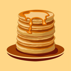 Pancakes logo vector illustration template. Simple design icon hand draw