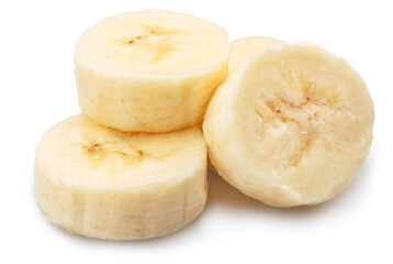 Banana slices isolated on white. File contains clipping paths.
