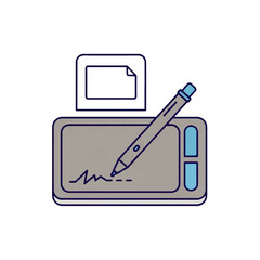 Drawing Tablet Icon with Stylus for Digital Art and Signature Creation