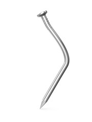 Bent Silver Nail on White Background