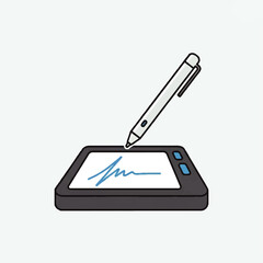 Digital Signature on Tablet Vector Icon Illustrating Electronic Authentication & Verification