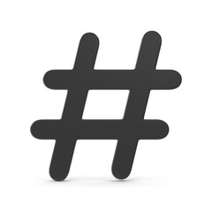 3D Rendered Hashtag Symbol for Social Media