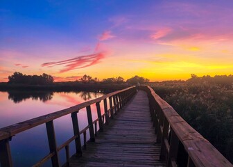 Atardecer en el lago. Parque Nacional Tablas de Daimiel. Ciudad Real. Espa&ntilde;a.