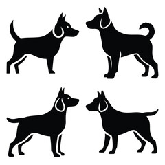 dog  icon vector set and silhouette collection.