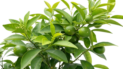 Beauty of a lime plant portrait cut out on PNG isolated on white background. AI GENERATED.
