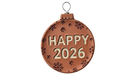 Happy 2026 Festive Ornament with Snowflake Design.