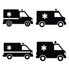 ambulance  icon vector set and silhouette collection. © Gajendro