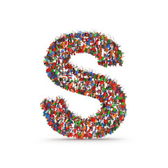 A letter S made of colorful confetti