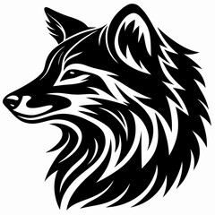 Striking Tribal Wolf Head Illustration with Bold Lines
