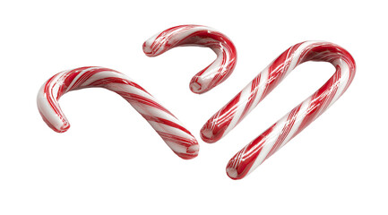 Three festive striped candy canes on a black background