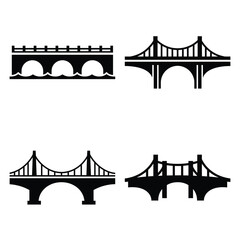 bridge  icon vector set and silhouette collection.