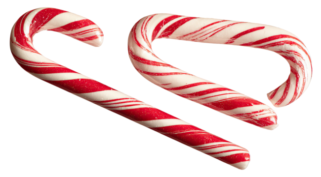 Two classic red and white striped sweet treats