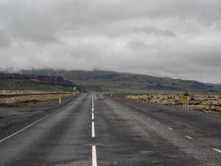 Highway in landscapes of Iceland