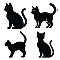 cat  icon vector set and silhouette collection.