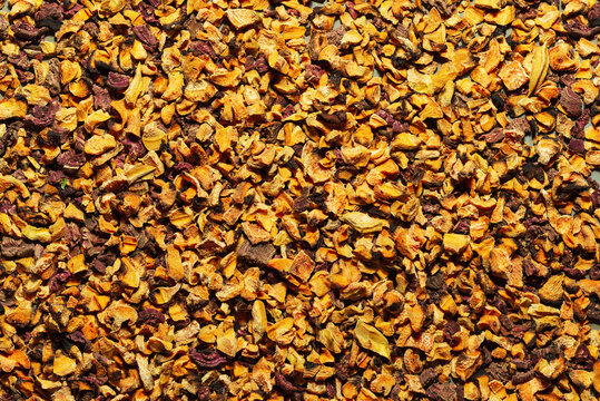 Dried small pieces of beets and carrots.