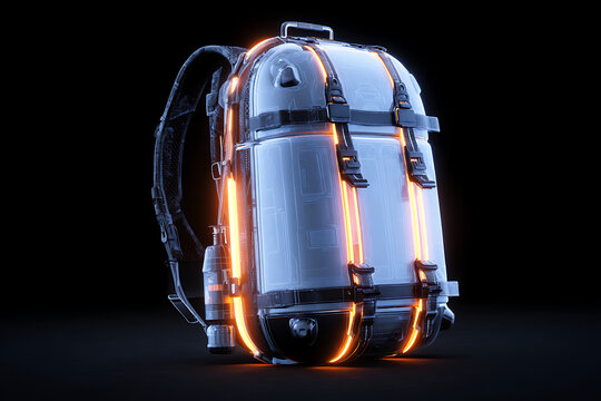 Explore the future with this innovative and advanced backpack, designed with glowing accents, perfect for tech enthusiasts and futuristic designs, a modern marvel