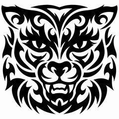 Tribal Tattoo Style Snarling Leopard Head Graphic