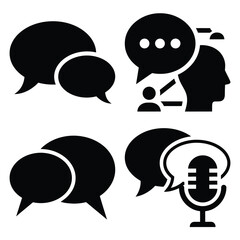 communication  icon vector set and silhouette collection.
