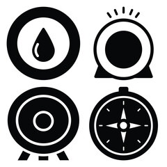 compass  icon vector set and silhouette collection.