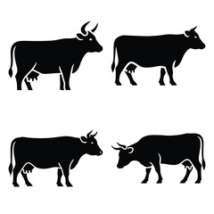 cow  icon vector set and silhouette collection.