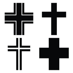cross  icon vector set and silhouette collection.