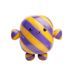 Adorable striped character with large eyes and a smile