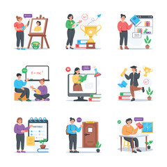 Take your hands on this amazing education and elearning flat style illustrations of