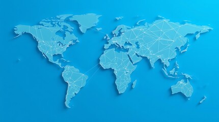 Fototapeta premium A light blue world map with connected lines design