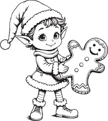 Christmas Elf Holding a Giant Gingerbread Biscuit – Sweet Holiday Treat